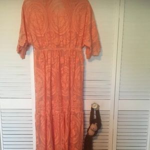 Lace maxi bohemian kimono cover up Dress Size L